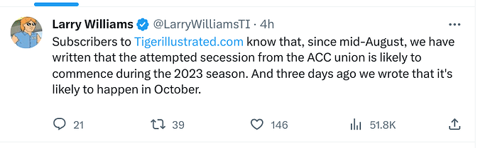 Clemson out of acc soon