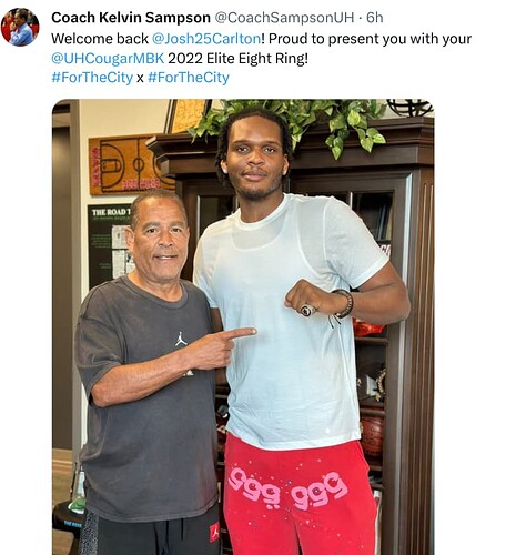 Carlton gets Elite 8 ring.