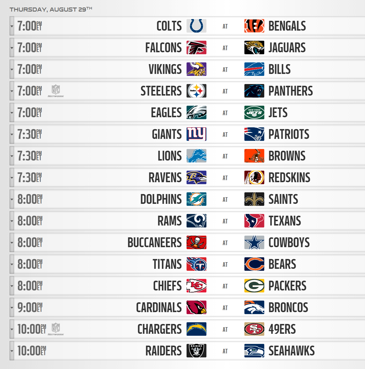 nfl preseason matches