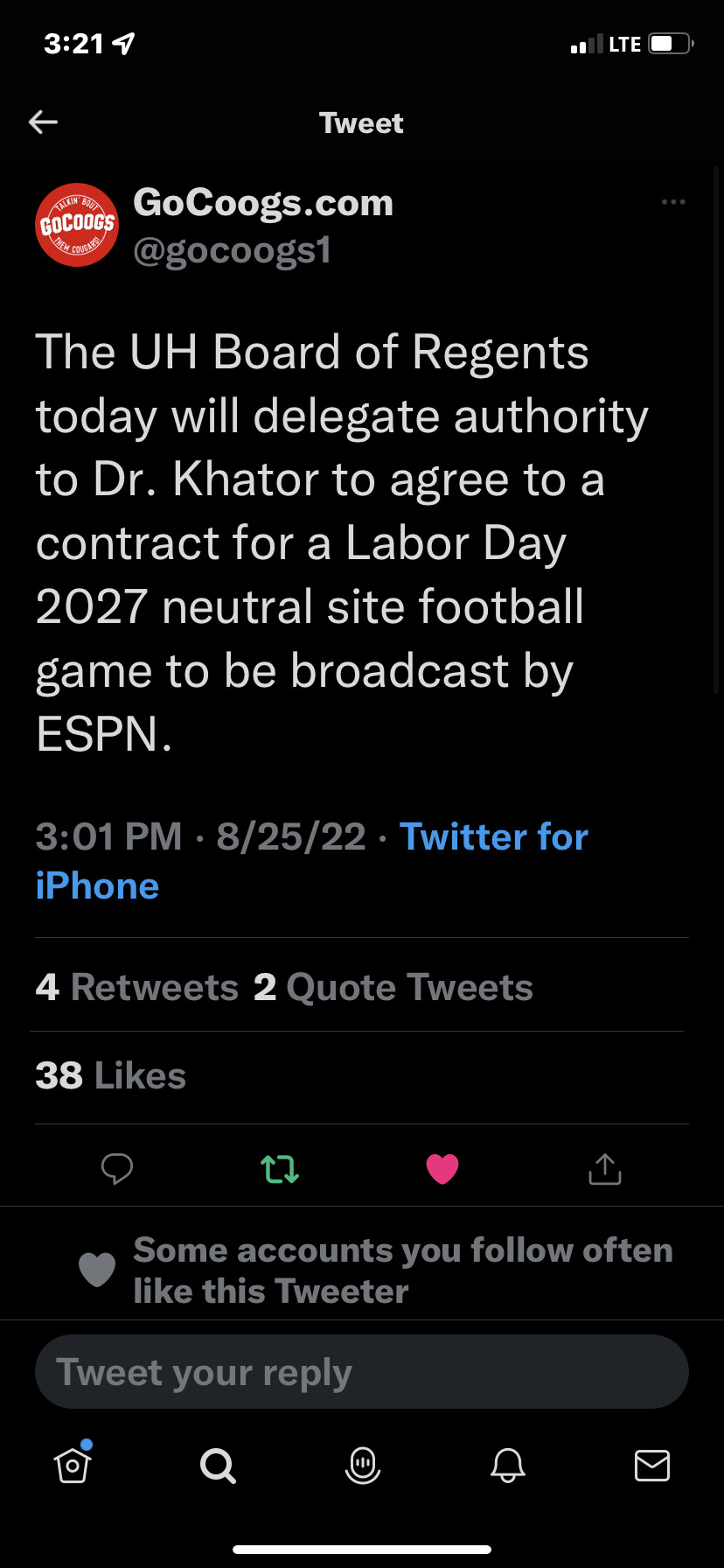 Future big time NonConference game? Cougar Football Coogfans