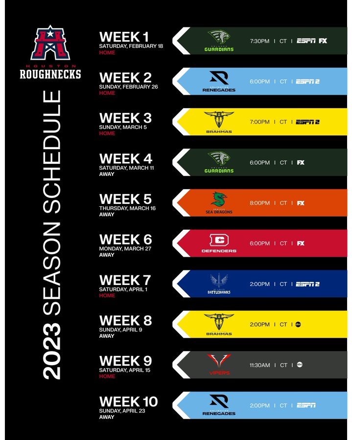 XFL 2023 Defenders Regular Season Schedule, 57 OFF